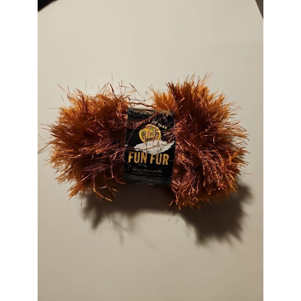 Lion Brand Fun Fur Yarn Copper Eyelash 1 Skein 50g NEW NIP